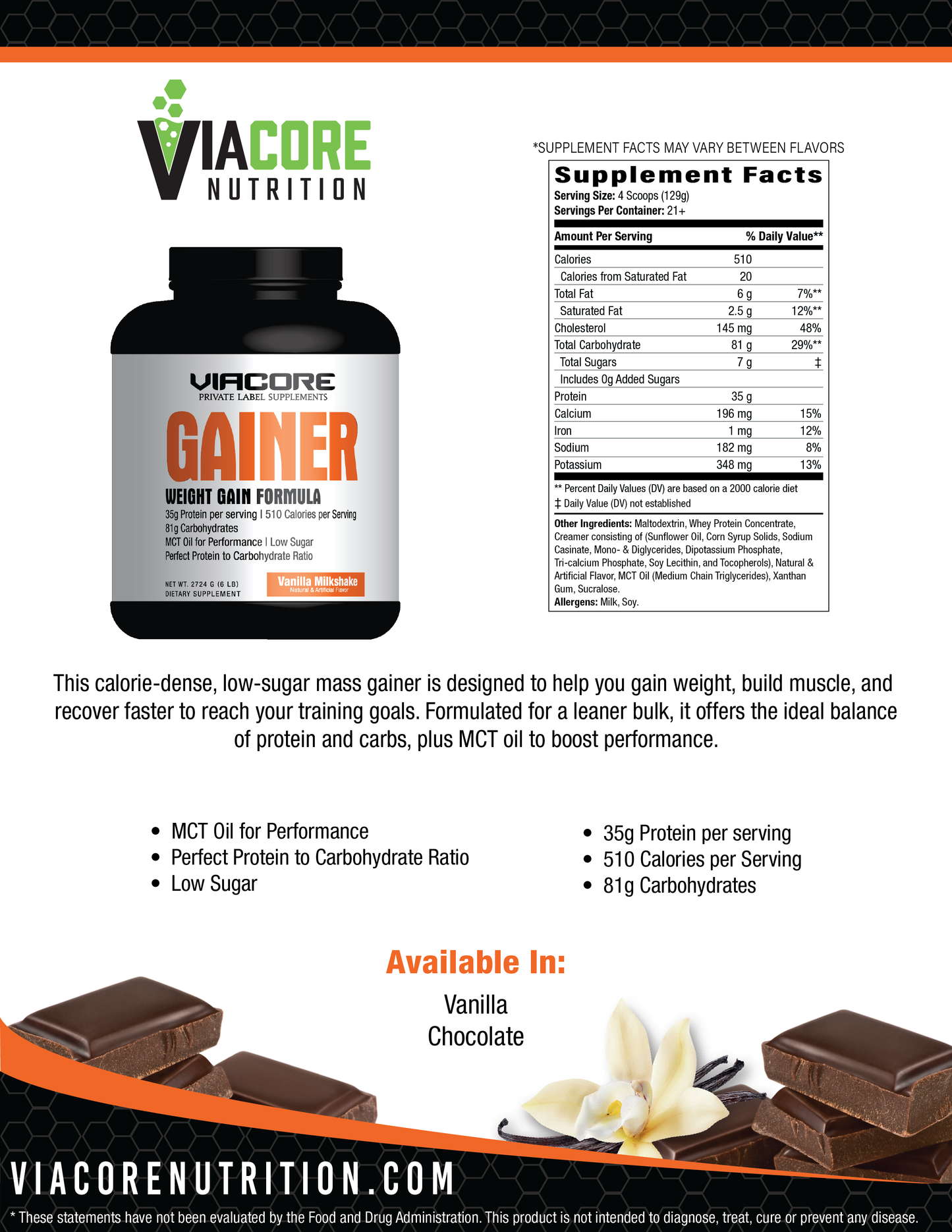 Mass Gainer Weight Gainer Formula, 6 lb