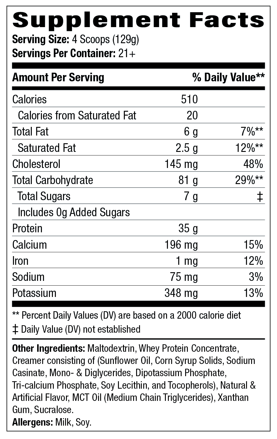 Mass Gainer Weight Gainer Formula, 6 lb