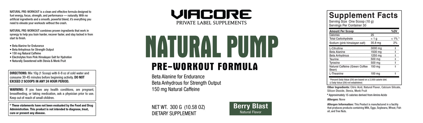 Natural Pump Pre-Workout, 300 g
