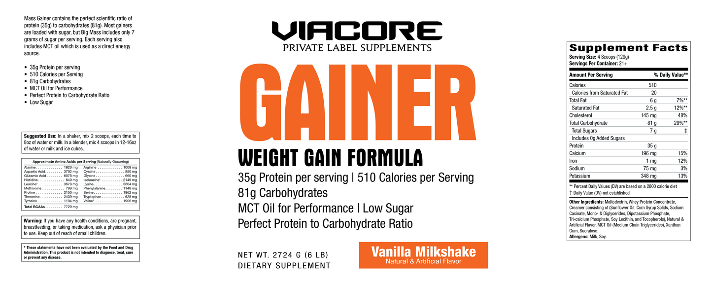 Mass Gainer Weight Gainer Formula, 6lb