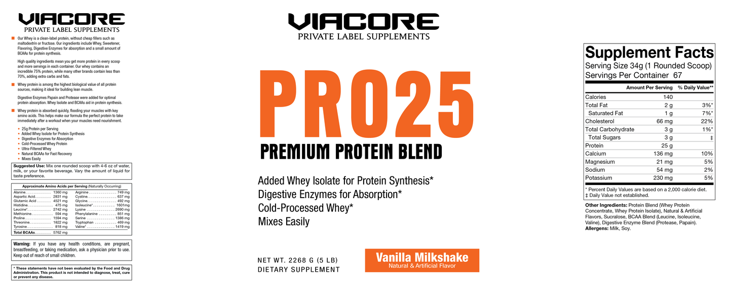 Pro 25 Whey Premium Protein Blend, 5lb