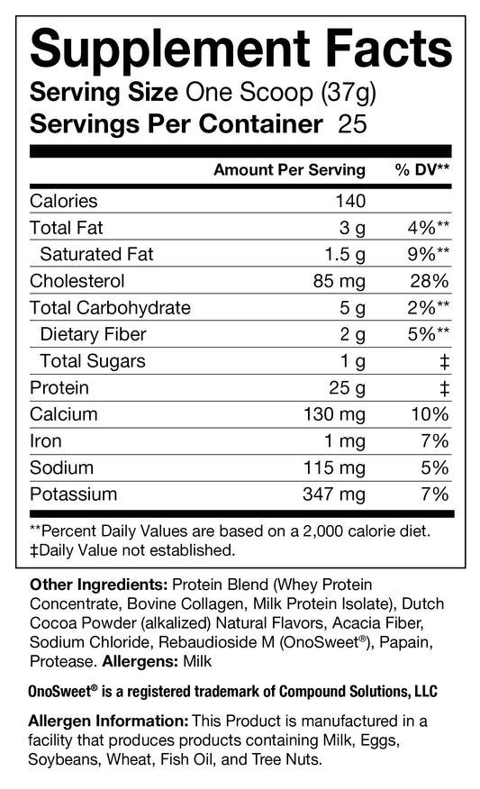 ViaCore Natural Daily Protein+ Chocolate (2432N) supplement facts panel