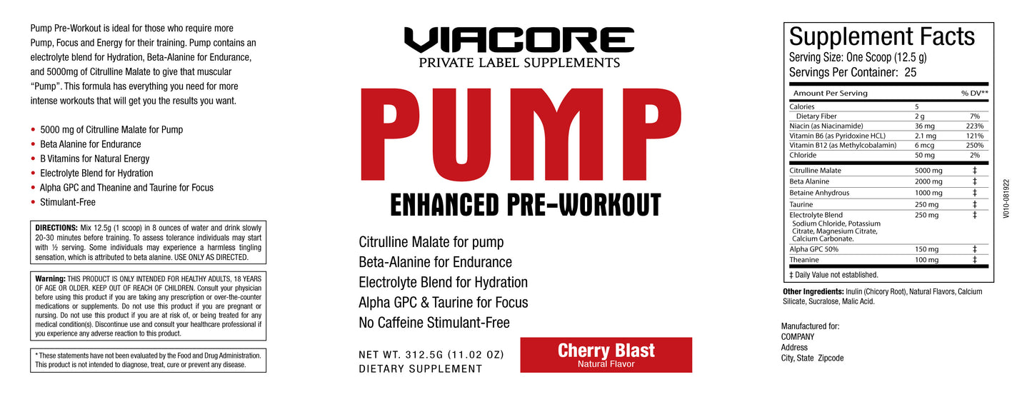 Pump Non-Stim Pre-Workout Powder